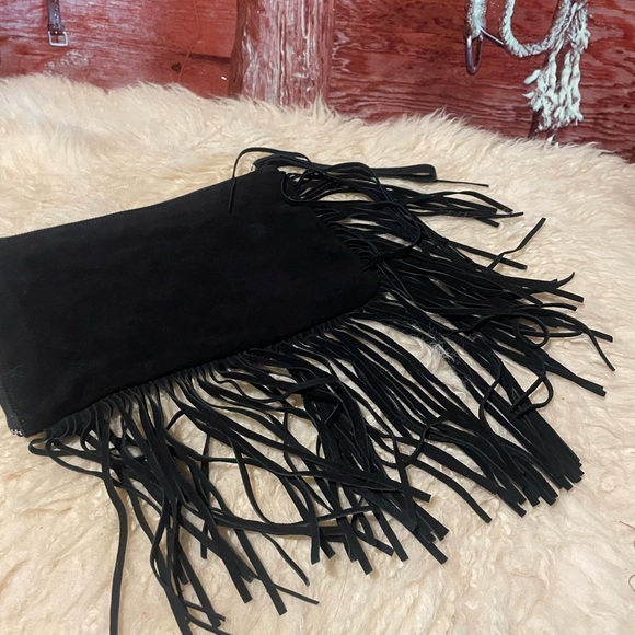 New Garuglieri Italian suede fringe clutch - Picture 1 of 4